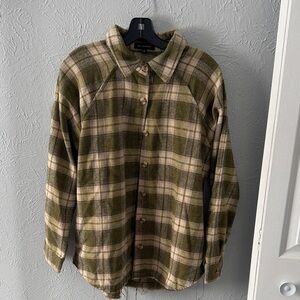 Green Plaid Flannel- Size L